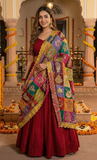 Multicolor Chinon Silk Patchwork Dupatta with Heavy Sequin & Zari Embroidery