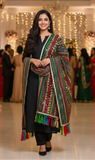 Traditional Multicolor Phulkari-Style Dupatta with Mirror Embellishments