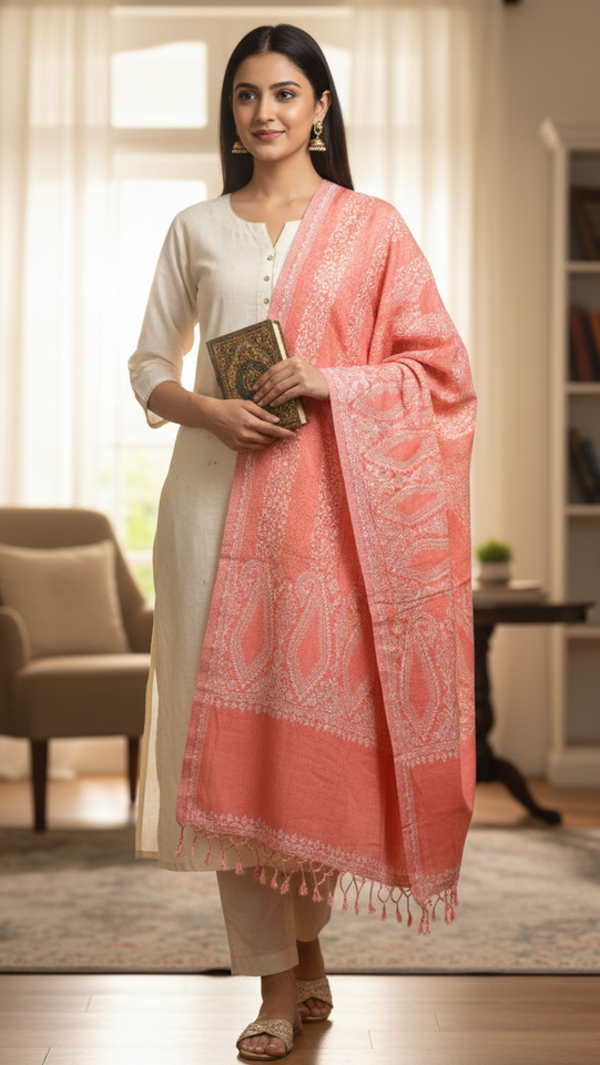 Peach Whisper – Soft Woven Stole