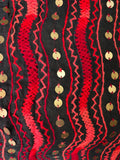 Premium Red & Black Dupatta with Intricate Thread work & Golden Sequins