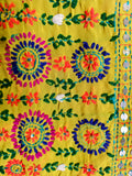 Yellow Heavy Embroidered Mirror Work Dupatta – Traditional Punjabi Style