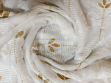 Off-White Kota Doria Dupatta with White Thread & Gold Zari Leaf Embroidery