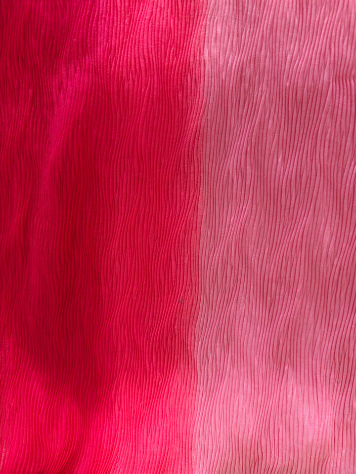 Red & Pink Ombre Crushed Georgette Dupatta (Dual Tone Pleated)