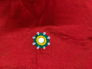The 'Sindoor' Edit: Red Festive Dupatta with Folk Mirror Embroidery
