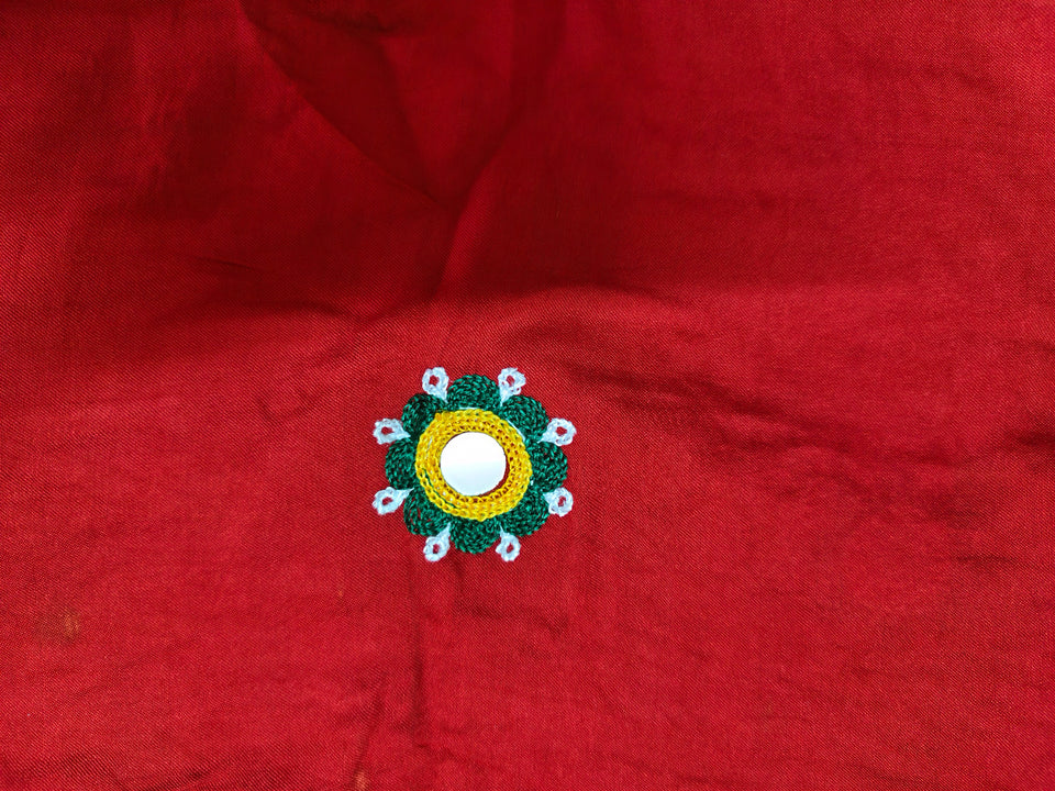 The 'Sindoor' Edit: Red Festive Dupatta with Folk Mirror Embroidery