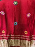 The 'Sindoor' Edit: Red Festive Dupatta with Folk Mirror Embroidery