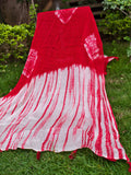 Handcrafted Red & Ivory Shibori Cotton Stole with Tassel Finish
