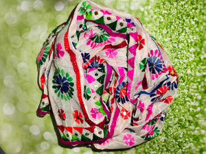 The 'Rang' Edit: Vibrant Floral Threadwork Dupatta with Gold Detailing