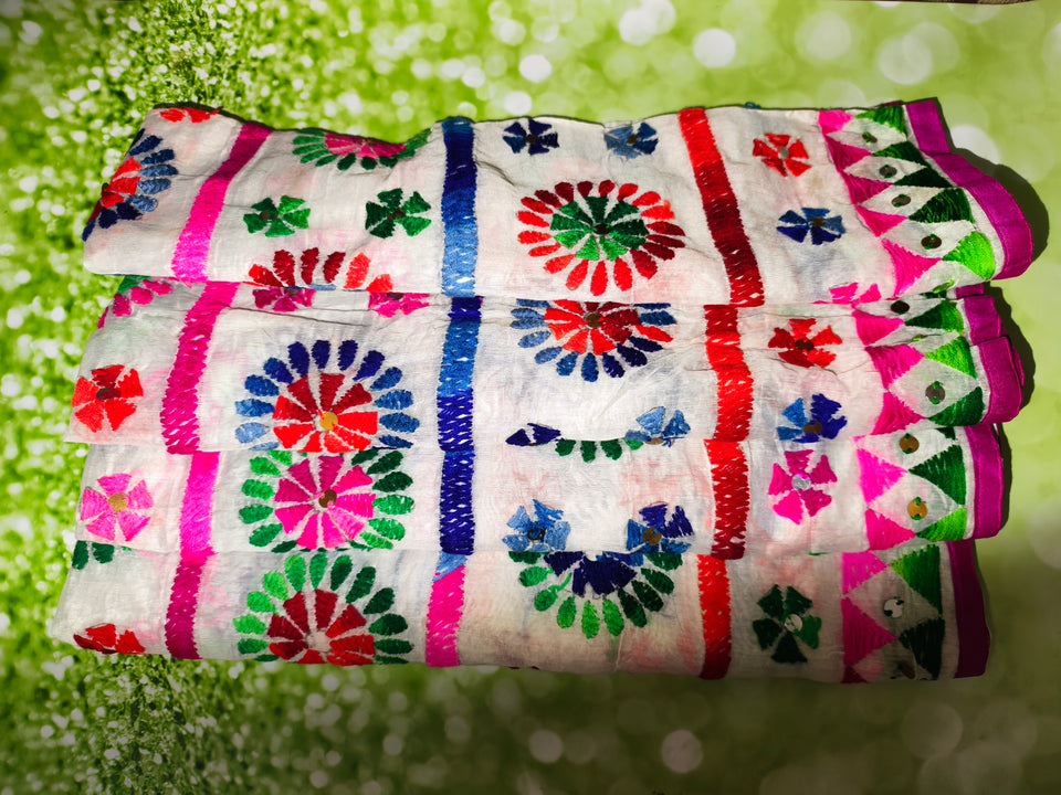 The 'Rang' Edit: Vibrant Floral Threadwork Dupatta with Gold Detailing