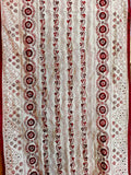 Handcrafted Charm: Cream Tussar Silk Dupatta with Maroon Kantha Work & Sequins