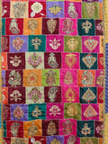 Multicolor Chinon Silk Patchwork Dupatta with Heavy Sequin & Zari Embroidery