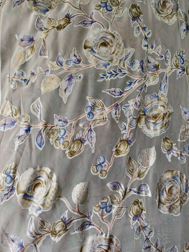 The Mint Melody Combo: Brasso Floral Dupatta with Gold Jacquard Border & Printed Peacock Potli