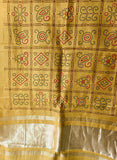Traditional Mehndi Green Bandhani Dupatta with Golden Zari Border