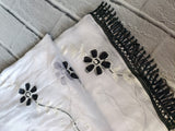 Black & White Floral Embroidered Georgette Dupatta with Tassel Border
