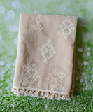 Soft Beige Geometric Pattern Dupatta with Cotton Thread Work