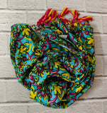 Turquoise Boho Pattern Scarf with Handmade Tassels