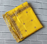 Festive Haldi Yellow Embellished Dupatta with Premium Lace Border