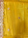 Festive Haldi Yellow Embellished Dupatta with Premium Lace Border