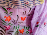 Soft Lilac Hand-Painted Dupatta with Floral Motifs