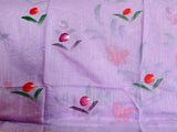 Soft Lilac Hand-Painted Dupatta with Floral Motifs