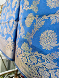 Royal Blue Banarasi Dupatta with Antique Gold Zari Floral Jaal