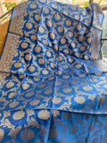 Royal Blue Banarasi Dupatta with Antique Gold Zari Floral Jaal