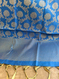 Royal Blue Banarasi Dupatta with Antique Gold Zari Floral Jaal