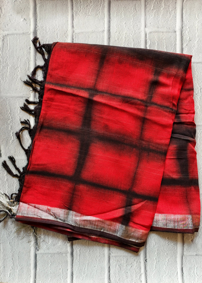 Red & Black Checkered Dupatta