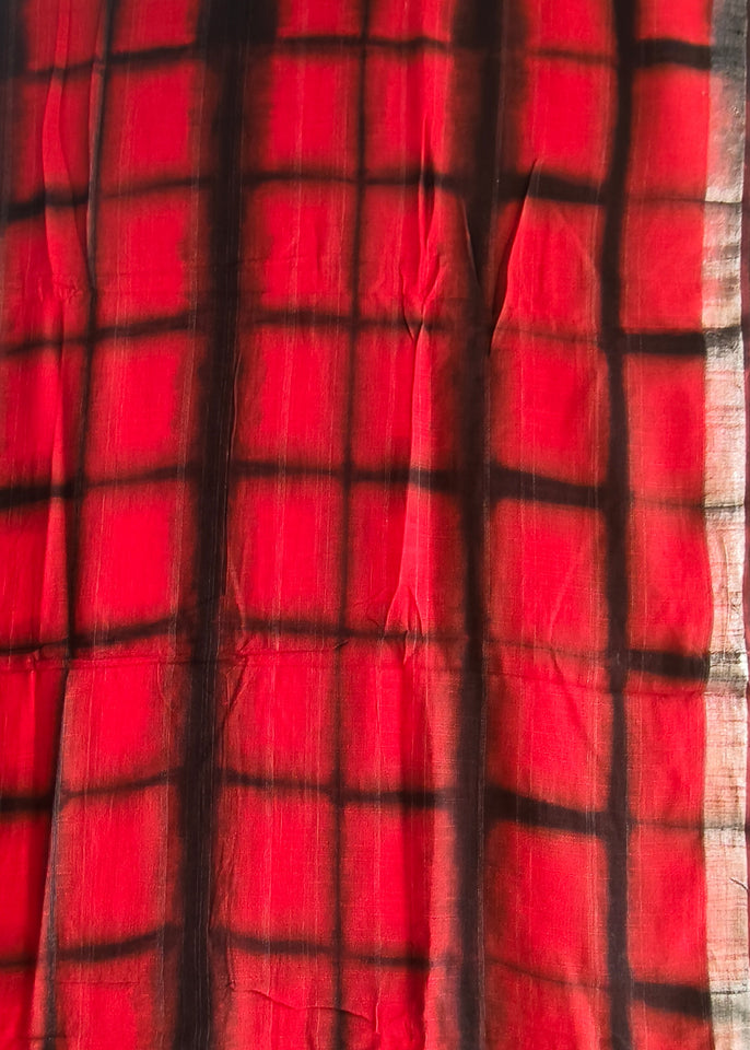 Red & Black Checkered Dupatta