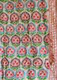 Ivory Phulkari-Inspired Embroidered Dupatta with Mirror Accents